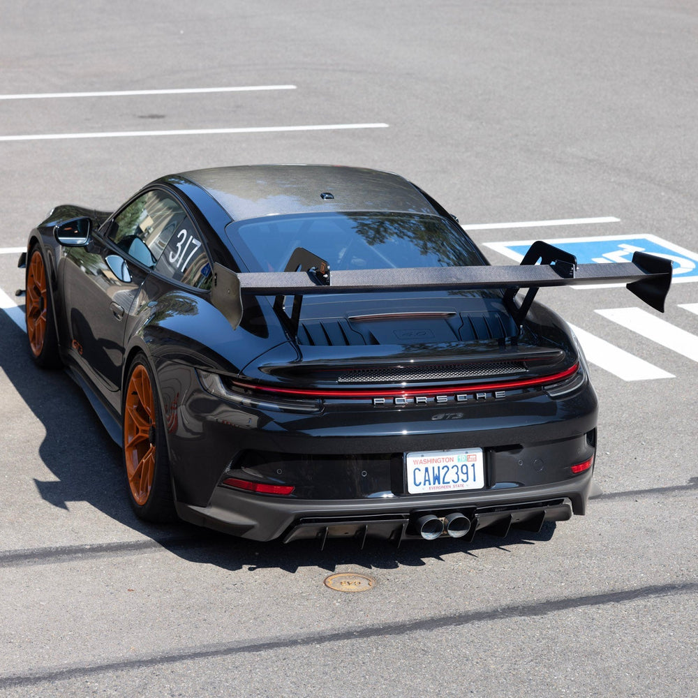 992 GT3 "Valkyrie" Carbon Swan Neck Wing Package Rear Far View - Dundon Motorsports