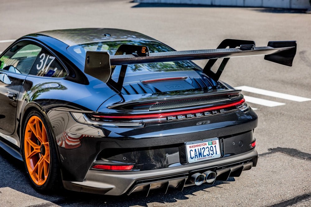 992 GT3 "Valkyrie" Carbon Swan Neck Wing Package Rear View- Dundon Motorsports