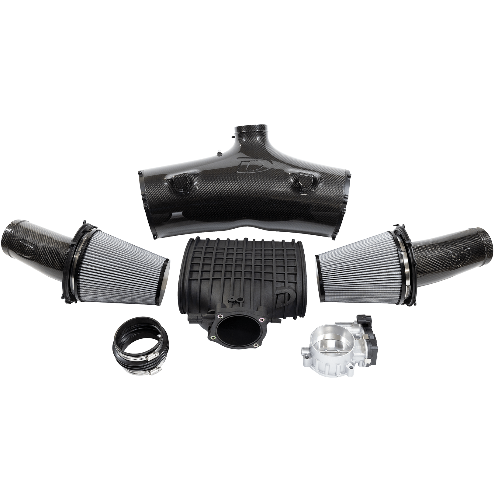 Intake Kit: Dual Reverse Cone Airbox, 93mm Throttle Body, Dundon Center Plenum (991.1 GT3RS) - Dundon Motorsports